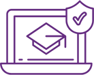 A drawing of a laptop with a graduation cap on the screen